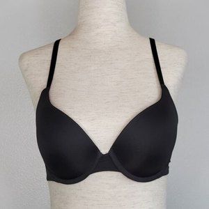 Victoria's Secret Black T-Shirt Bra Full Coverage Push Up Size 32C Underwire